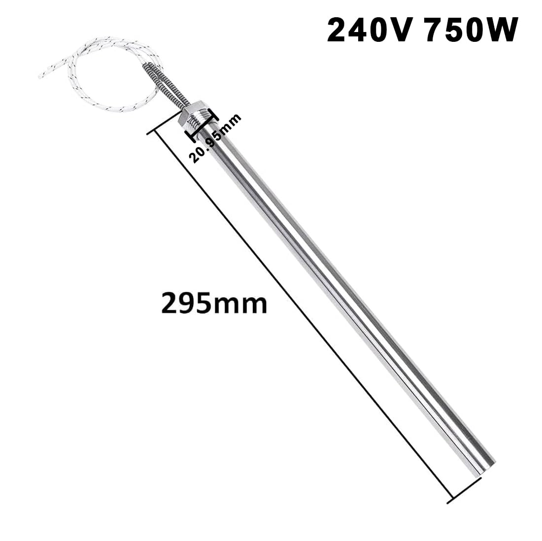 DERNORD Elemento riscaldante da 240 V, 750 W, con flangia da 1/2 pollici, tubo singolo multiuso fai da te, in acciaio inox