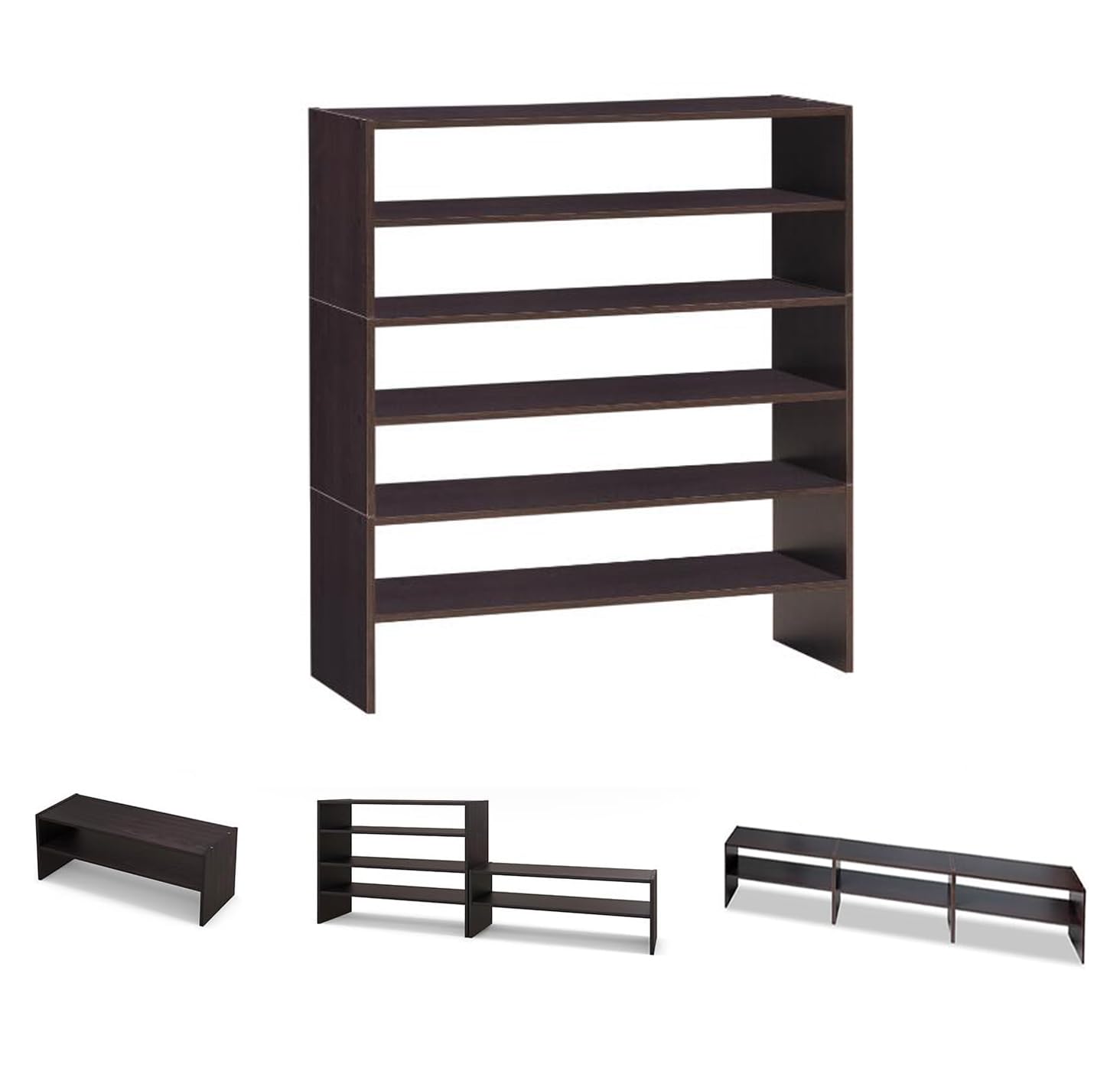 CHEFJOY Stackable 6-Tier Shoe Rack, 31” Wide Freestanding Shoe Stand with Anti-Tipping Device, Space-Saving Shoe Storage for 18 Pairs, 3-in-1 Shoe