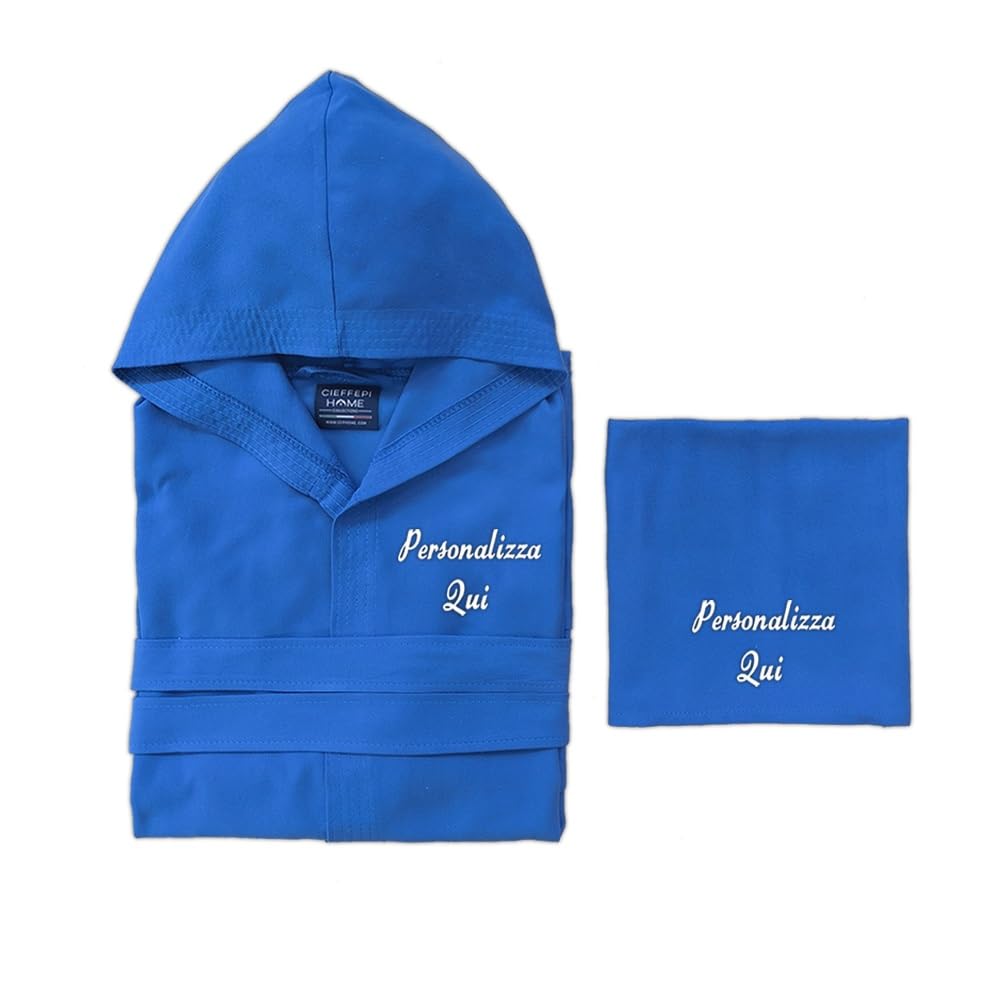 MYFIT Set Microfibra Personalizzabile Accappatoio Unisex con cappuccio + Telo
