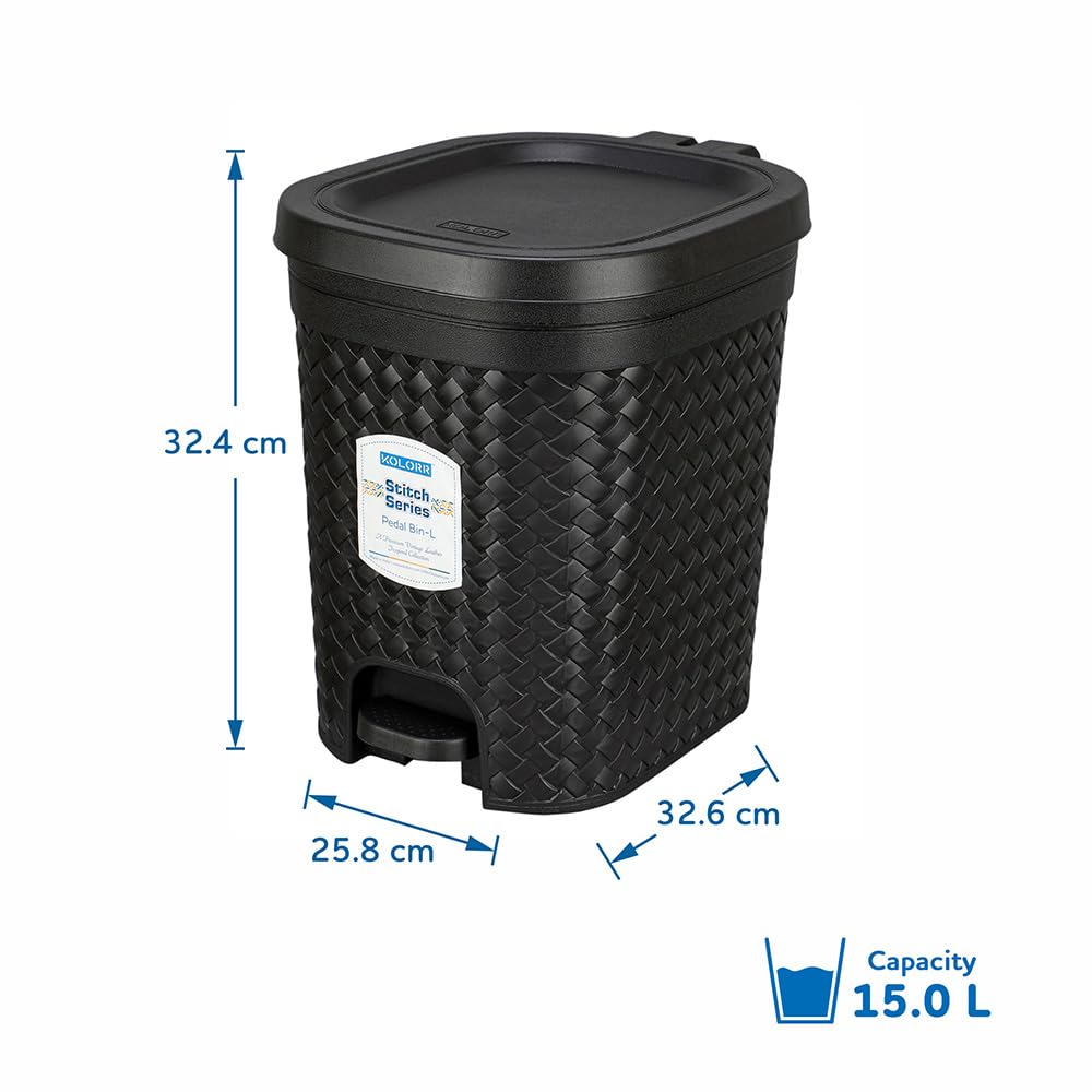 KOLORR Stitch 15L Pedal Bin - Black -7