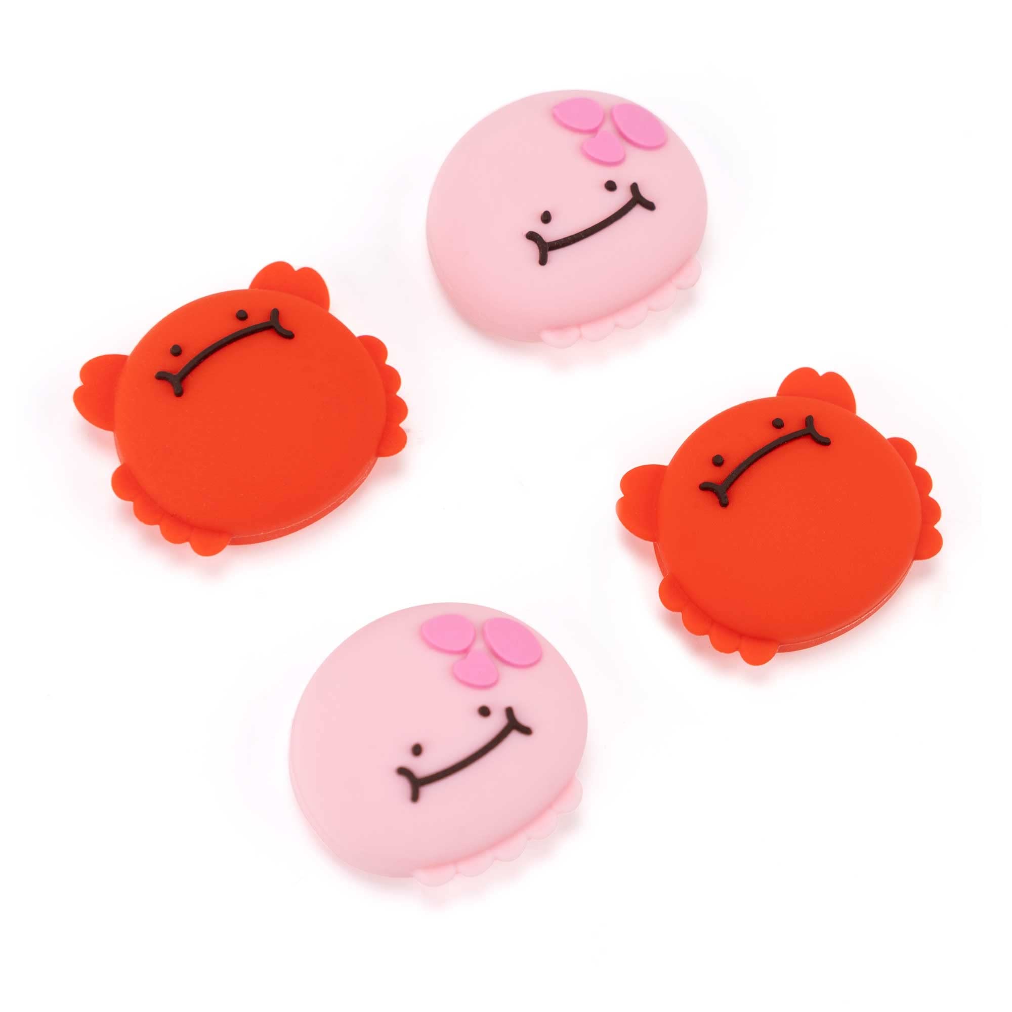 GeekShare 4PCS Kawaii Silicone Joycon Thumb Grip Caps,Cute Animal Shaped Joystick Cover Compatible with Nintendo Switch/OLED/Switch Lite (Crab & Jellyfish)