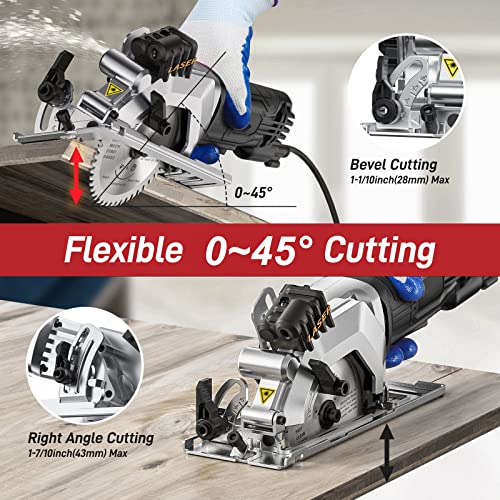 Xixian Mini Circular Saw 4.8Amp 4-1/2 Inch Compact Circular Saw 3700Rpm Electric Circular Saws With Cutting Guide For Wood Tile And Plastic Cuts Grey Us #TOP2