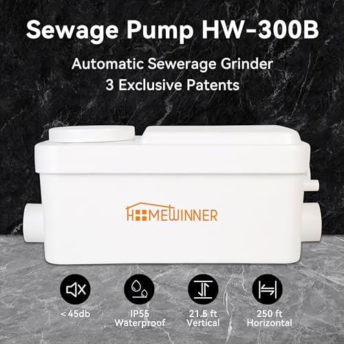 Image of Sink Sewage Pump 300W, Upflush Under-Basin Pump to 22ft, for Basement RV