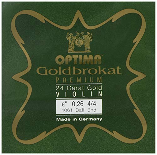 Gold Bro Cut Violin Strings 4/4 E 0.26 mm Ball Premium 24K Gold Plated