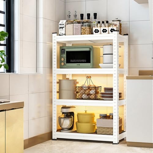 高さ調整可能 ホームダント スチールラック 4段 幅70×奥行35×高さ150cm 収納ラック 防サビ加工 組立簡単 ラミネート加工 収納棚 キッチン/オフィス/倉庫/ガレージ用 業務用・メタルラック(ホワイト)