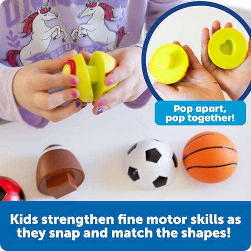 Learning Resources Snap-n-Learn Sports Shapers - Fine Motor Skills Toys for Toddlers, Preschool Matching Toy, Sorting and Color Recognition Skills, Sensory Bin, Birthday Gifts for Boys and Girls - 1