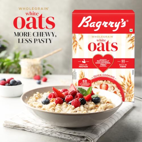 Image of Bagrry's White Oats 500g Box | Whole Grain | High Soluble Fibre | Protein & Fibre Rich | Non GMO | Breakfast Cereal | Instant Oats