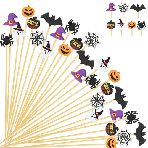 Halloween Cocktail Picks, Handmade Bamboo Holiday...