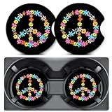 2 Pack Car Coasters for Cup Holders,Flower Peace Car Cup Holder Coasters,2.75