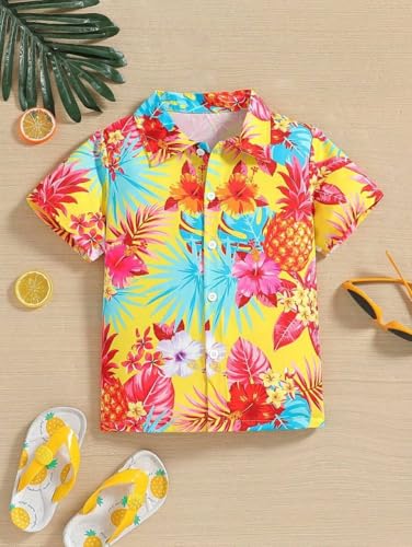 Image of URBAN OX Boys' Short Sleeve Casual Vacation Shirt | Fancy Summer Shirts for Boys | Regular Fit Summer Vacation Beach Shirt for Kids | Age 3-14 Years
