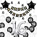 Happyhours Geburtstagsdeko 16 Jahre Party Deko Set Schwarz Happy Birthday Girlande Ballons mit Zahl 16 Konfetti