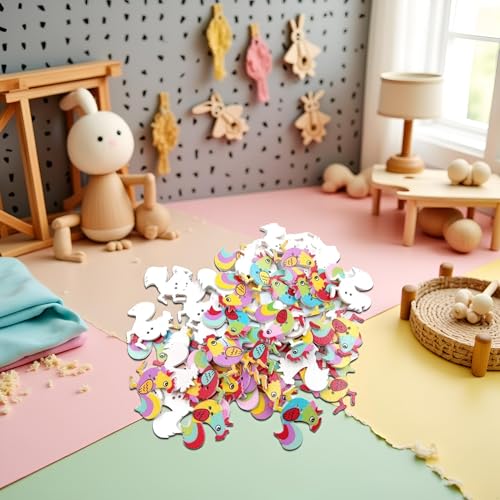 50Pcs Random Color Cartoon Rooster Chicken Wooden Buttons 2 Holes DIY Sewing Scrapbook Decor Fasteners