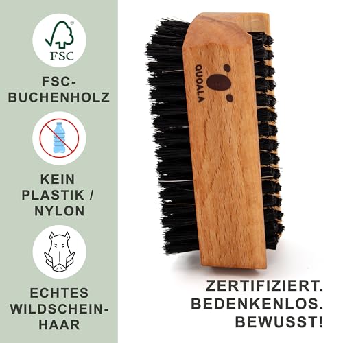 QUOALA® Hand- & Nagelbürste – in Deutschland hergestellt | FSC-zertifiziertes Buchenholz | Echte Wildschweinborsten | Für Tiefenreinigung, Maniküre, Pediküre | Ergonomisch & Umweltfreundlich