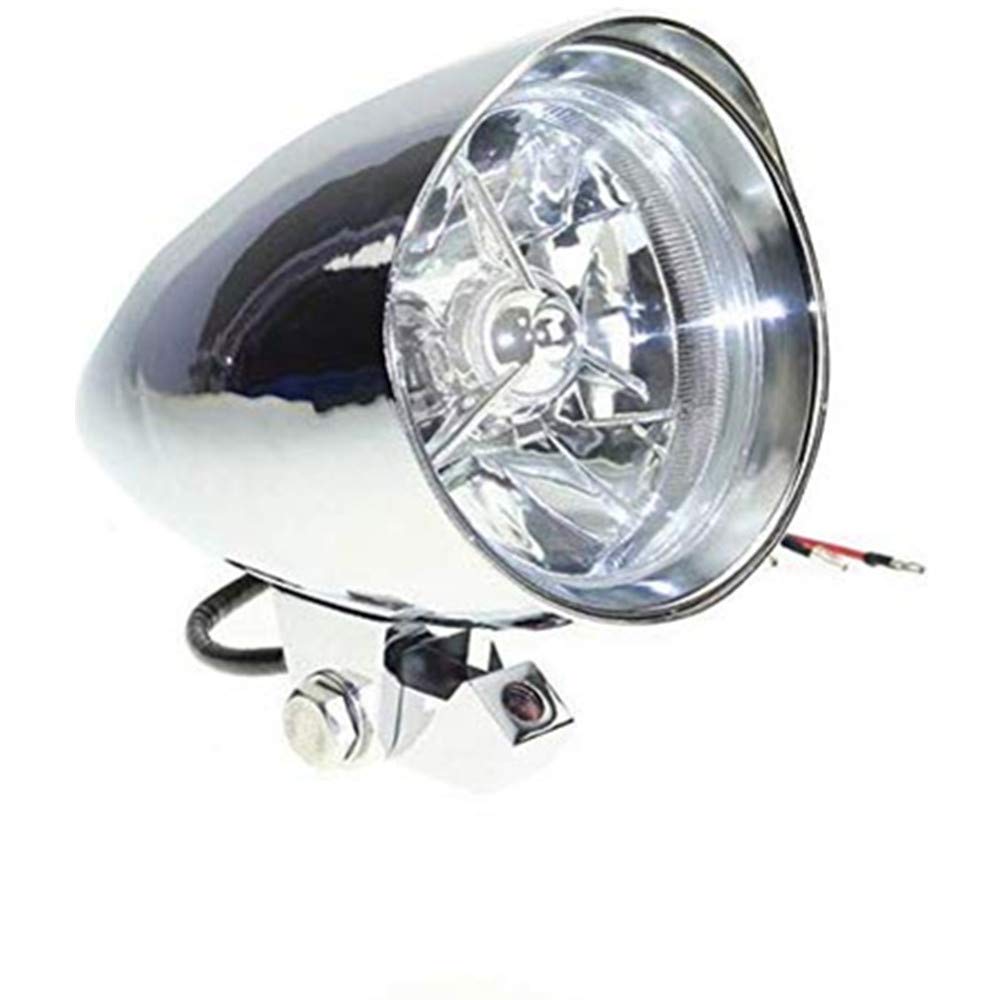 Motorrad Bullet Scheinwerfer H4 Visier Scheinwerfer Scheinwerfer für Harley Honda Suzuki Yamaha Kawasaki (Chrom)