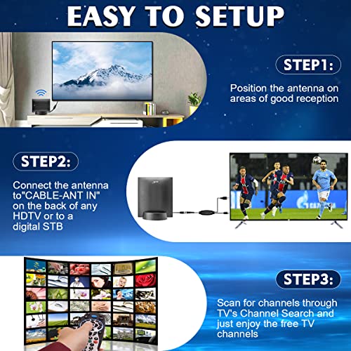 Tv Antenna For Smart Tv, Hd Digital Tv Antenna Indoor Amplified Long Range Reception, Premium Hdtv Antenna With Signal Booster - Support 4K Hd Local Channels Fire Stick Smart Tv All Television #TOP7