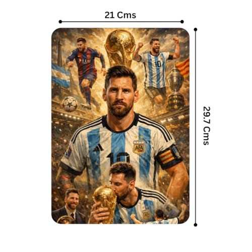 Image of Zesta Bathroom Decor Items Washroom Decor Tin Sign | Aesthetic Posters Wall Poster for Bedroom | Magnetic Cafe Decoration Items /Restaurant Decorations Items | Quirky Home Decor Bar Accent (Messi)