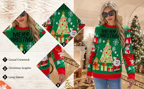 Image of PECHAR Christmas Tree Sweatshirts Women Pine Tree Print Shirts Nature Lover Gift Casual Tee Long Sleeve Xmas Pullover