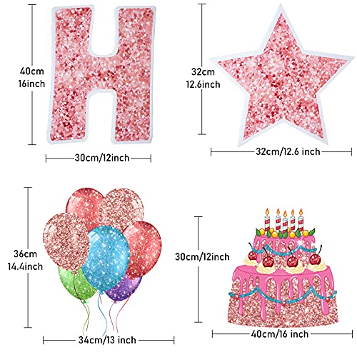 18 Pieces Happy Birthday Yard Signs With Stakes, Outdoor Lawn Signs, Birthday Cake Balloon, Glitter Lawn Decorations For Birthday Party (Rose Gold) #TOP1