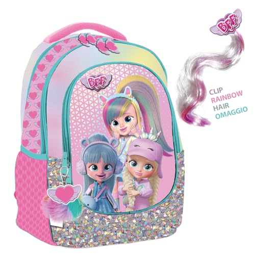 Maricart | Zaino Scuola Elementare per Bambini 32x21x42 cm Zainetto da Bambina con 2 Compartimenti e Chiusura a Zip – BFF by Cry Babies