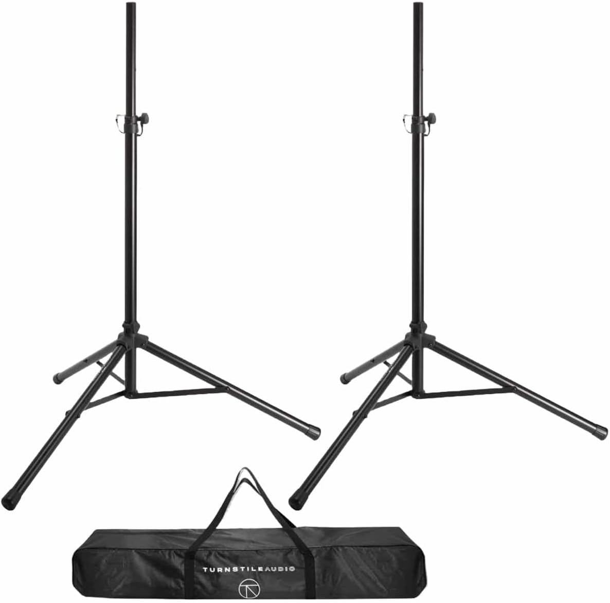 JBL 2x EON712 12" 1300W Powered Portable PA Speaker with Bluetooth and DSP Bundle with 2x Turnstile Audio Height-Adjustable Speaker Stands With Case, 2x 25' XLR Cables