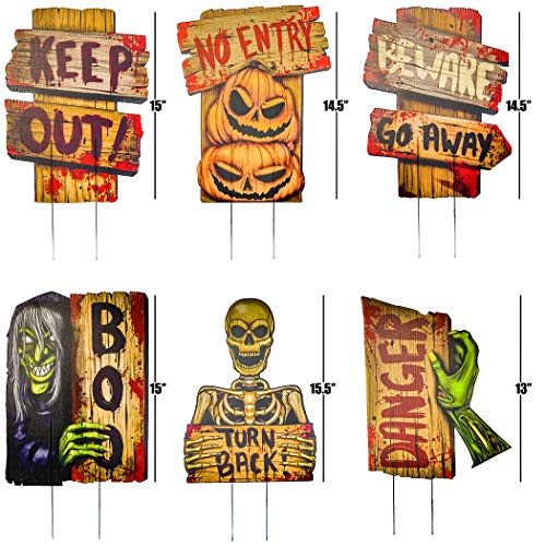 image for Prextex Halloween Outdoor Decorations Yard Signs with Metal Stakes for