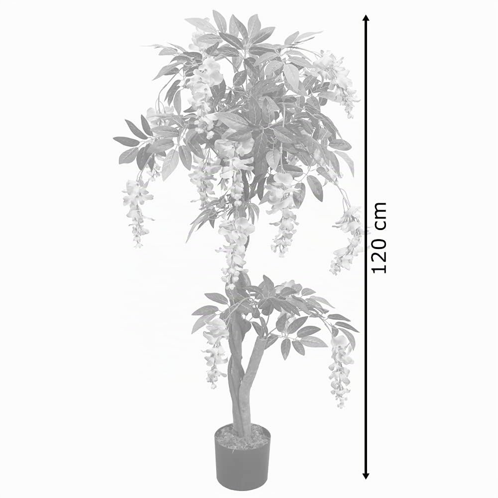 Decovego Wisteria Glicine Pianta Albero Artificiale con Legno Naturale 120cm