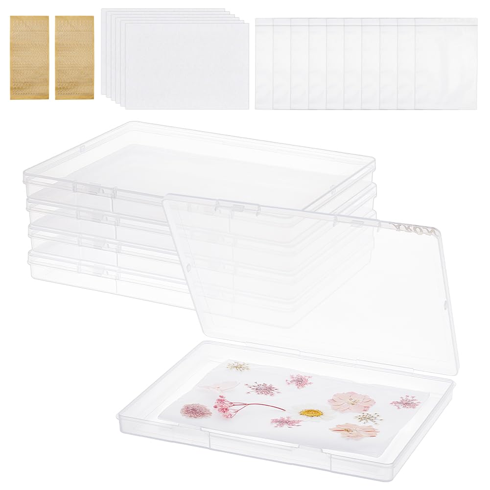 Rangement fleurs séchées BENECREAT : étui PP avec buvard pour herbier et marque-page fait main