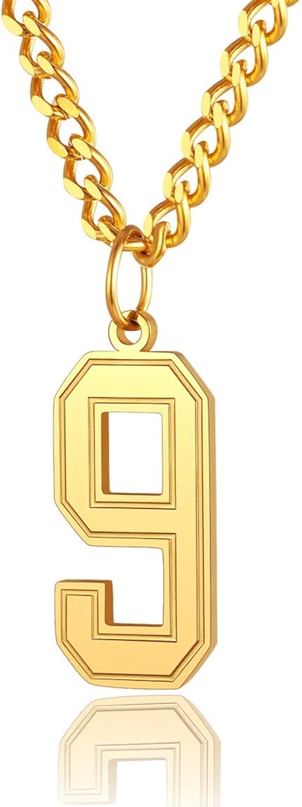 ChainsPro Puede grabar collar de número de jersey de 0 a 9 para hombre joyería de equipo de béisbol baloncesto fútbol cierre duradero acero