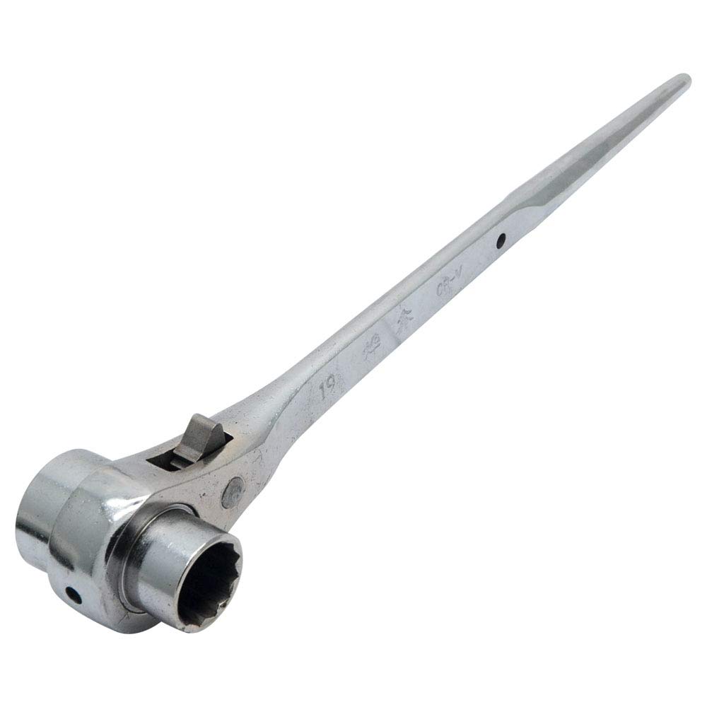 Funitric 19-22mm Scaffold Spanner Ratcheting Socket Wrench Flat Satin Cr-v Ratchet Podger Tool