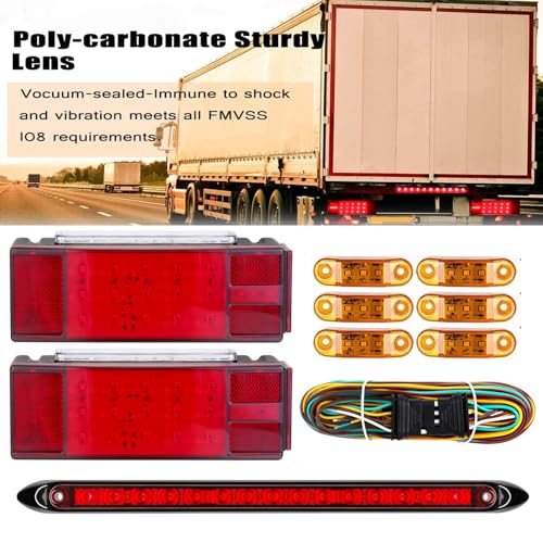 Image of LIMICAR Boat Trailer Light Kit with 15-LED Light Bar and 6 Marker Lights