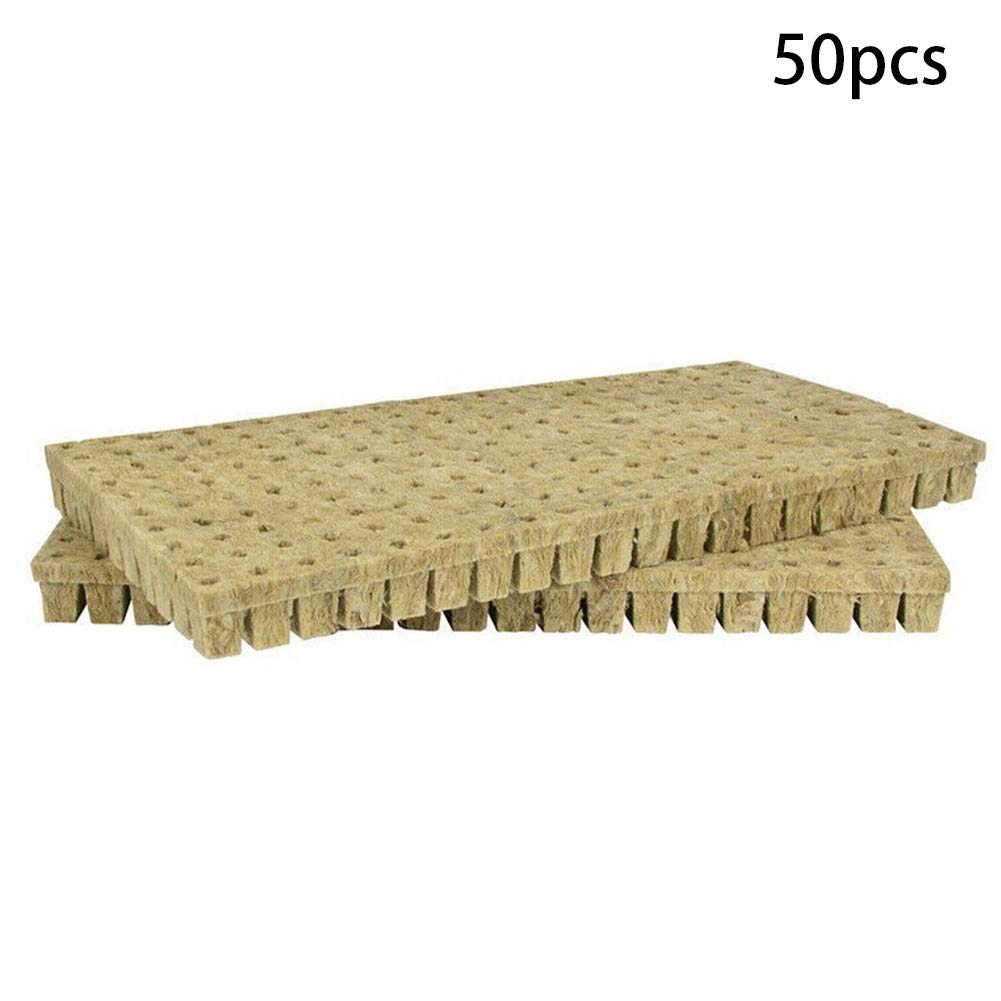 Rockwool - Cubos de cultivo para principiantes (50/100 unidades, para esquejes, clonación, base de compresa de invernadero, cubos de iniciación de piedra para crecimiento de plantas vigoroso