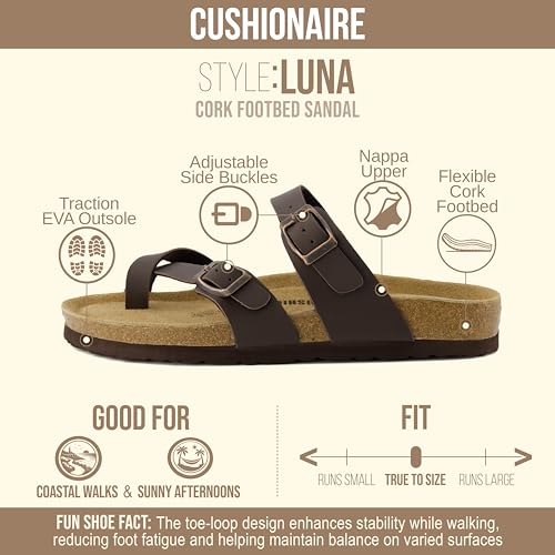 Image of CUSHIONAIRE Women's Luna Cork Footbed Sandal With +Comfort
