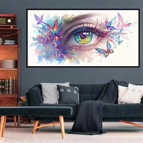 5D Diamond Painting Kit Completo Occhio, DIY Diamond Painting Farfalla Modello Progettare, Round Diamantini Crystal Art Bambini Paintings Kit, 60x120cm Pittura Diamante for Home Decor, Regalo Z-1225
