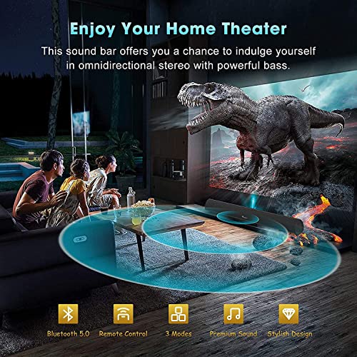 Zeerkeer Soundbar with Built-In Subwoofer Surround Sound Wireless 5.0 Bluetooth Soundbar with Remote Control, Wall Mountable, RCA/Optical/Aux/USB Compatible, Sound bar for TV & Home Theater - Image 6