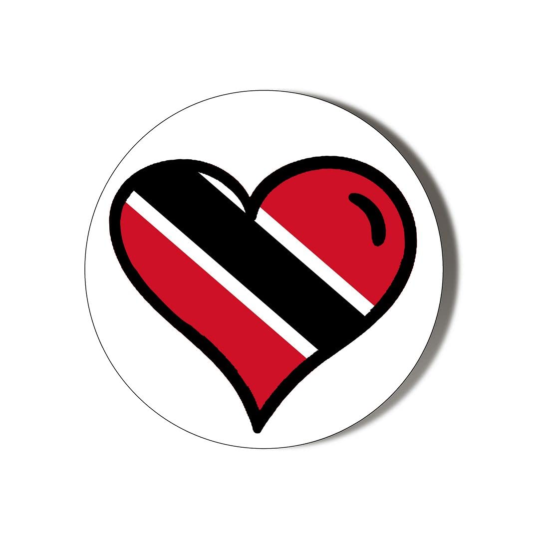 Gift Insanity White Trinidad And Tobago Flag Heart Shaped Design 38Mm Round Fridge Magnet