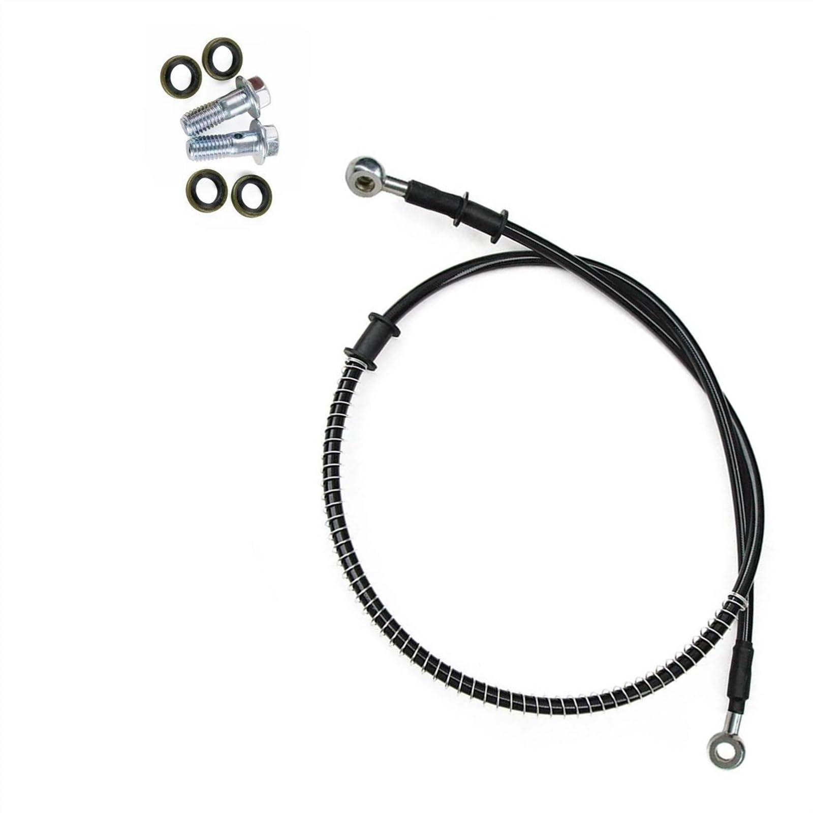 Ksxzw One Color Motorbike Part Motorcycle Braided Steel Hydraulic Brake Line Clutch Oil Hose Tube Pipe 400Mm-2300Mm M8 90° 28°(1700Mm)
