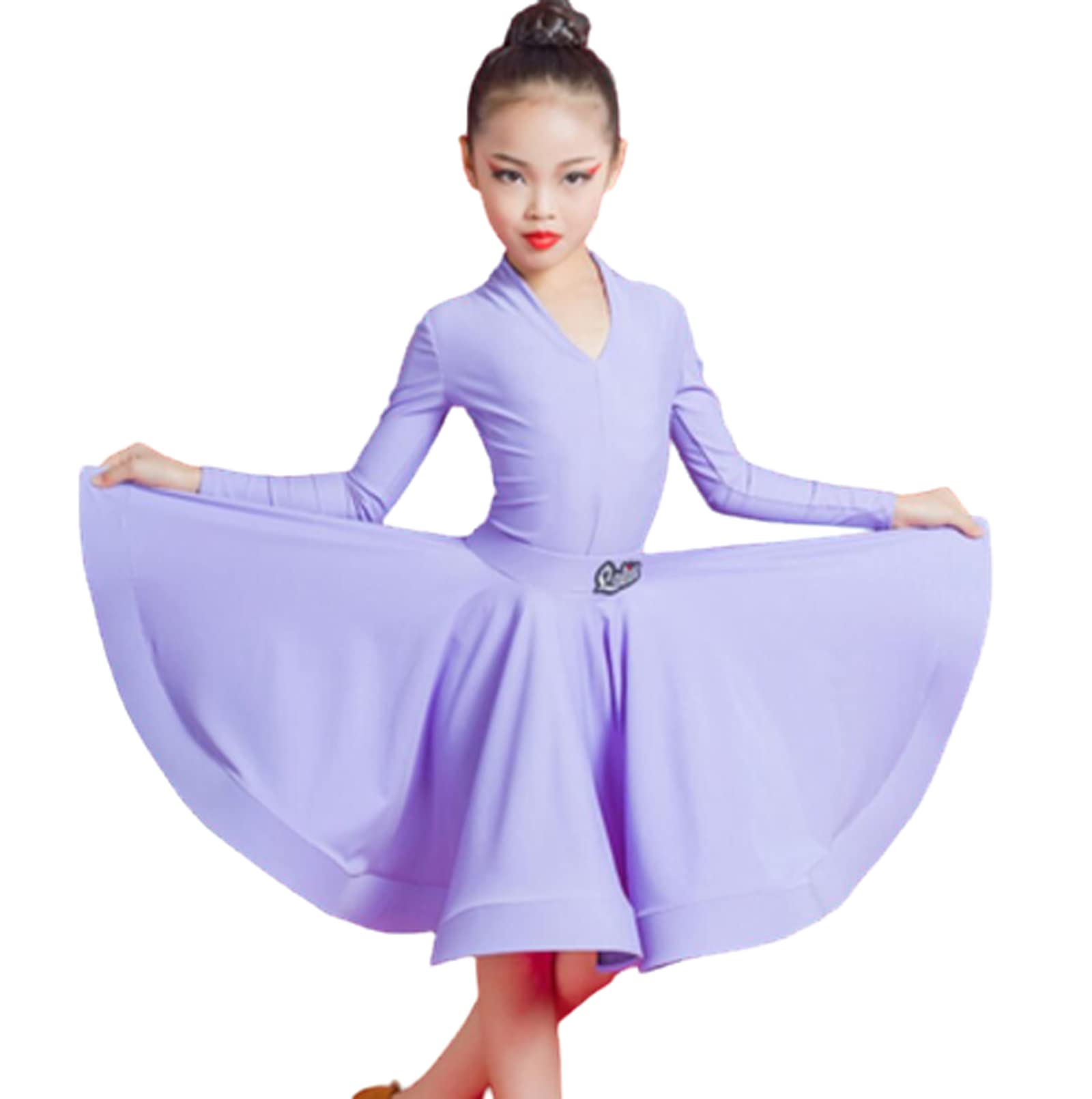 Girls Latin Dance Dresses Pink Leopard One Shoulder Ballroom Salsa