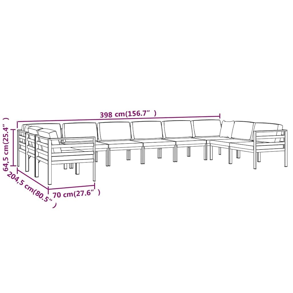 Modułowy aluminiowy zestaw ogrodowy z poduszkami antracyt 60 cm