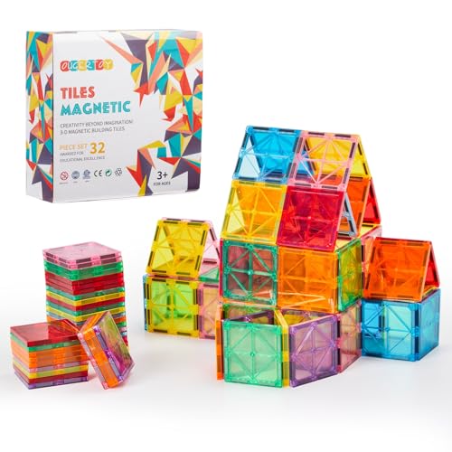 OugerToy 32-Piece Rainbow Magnetic Tiles