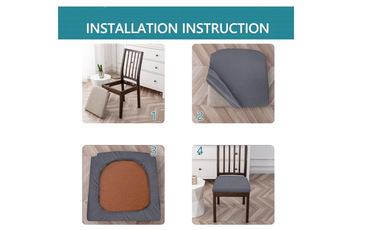Stuhlhussen 8er Set Dunkelgraues Samtmaterial Stuhlbezug Sitzfläche Spandex Stretch-Sitzbezug Stuhl,Abnehmbar und Waschbar,Küche Stuhlbezüge Esszimmer Stuhl Überzug Stuhl Bezug Hochzeit