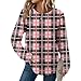 Women's Shirts Long Sleeve 2025 Fall Basic Tops Fashion Plaid Printed Pullover Round Neck Casual Loose Blouses
