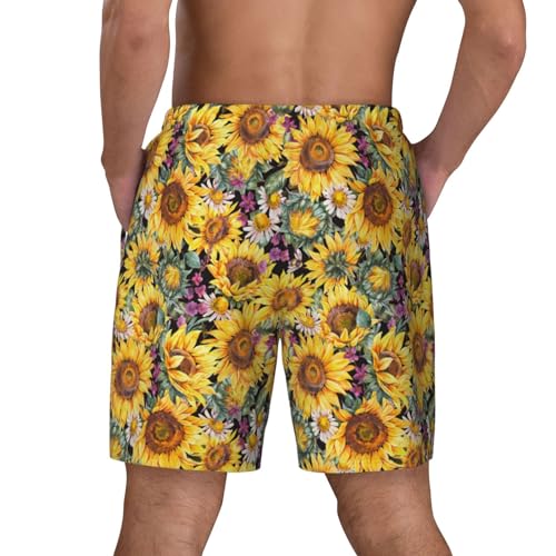 Sunflowers Vintage Funny Men's Swim Trunks Board Shorts Quick Dry-4