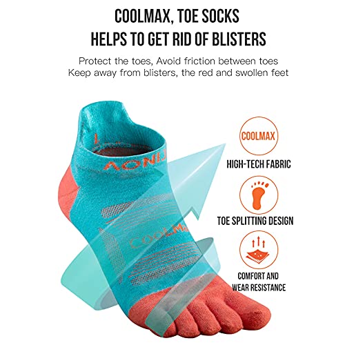 AONIJIE Pack of 3 Sports Socks Athletic Five Toe Socks for Men Women Running Hiking Wicking Crew Low Cut S M L Sizes3
