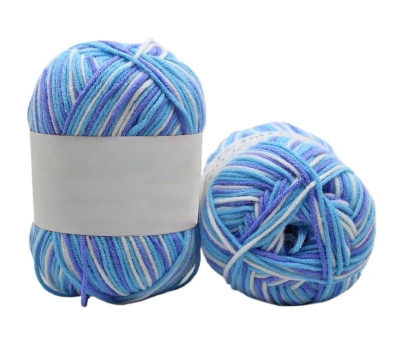 Fil coton panaché 5 rouleaux de 50g à 4 épaisseurs pour tricot et crochet fait main