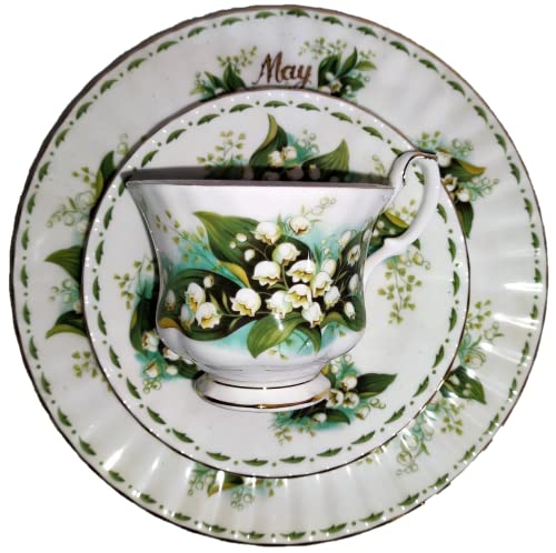AngiesStrickZauber Vendu : Royal Albert/Original/Fleur of the Month/MAI / 1 tasse - 1 soucoupe - 1 assiette à gâteau/originale/Oone Chine/Angleterre
