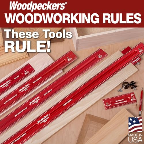 Woodpeckers Woodworking Rule, 12 Inch, L2R & Center Laser Engraved Scales, USA Made Precision Aluminum Woodworking Ruler with Beveled Edges thumbnail 2