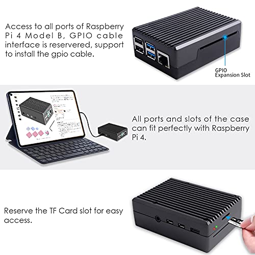 owootecc Raspberry Pi 4 hoesje met koelkolom, Raspberry Pi 4 Metalen behuizing met koellichaam Raspberry Pi Aluminium… - Image 5