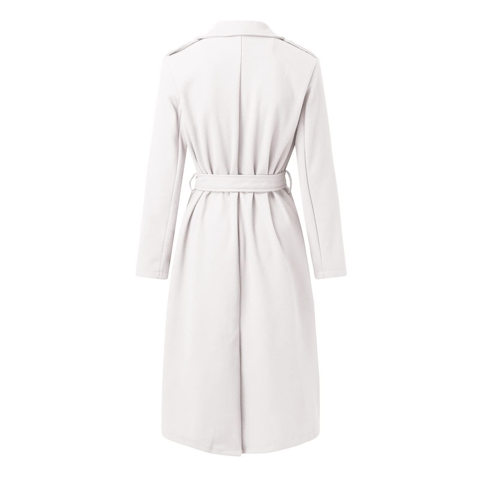 Manteau long en laine pour femme avec ceinture pour femme - Manches longues - Col rabattu - Trench - Chaud - Automne - Hiver