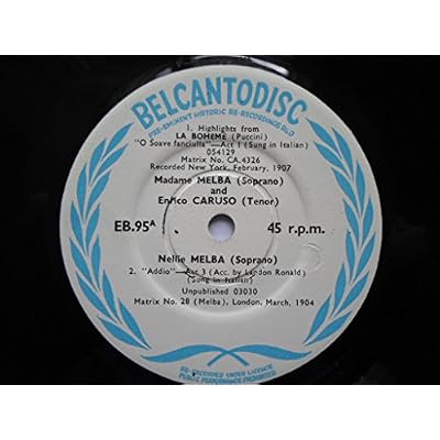Melba, Nellie Highlights From La Boheme EP Belcantodisc EB95 EX 1960s