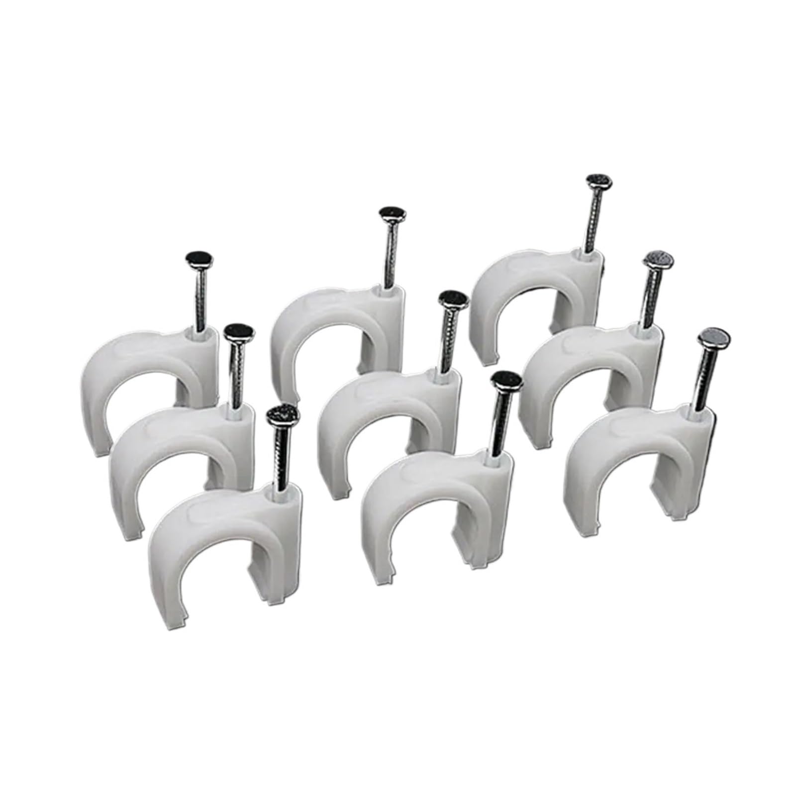 Gkirqvpe 12Mm Cable Clips ， Steel Nail Pvc Circle Clip For Cable Fixing Wall Hanging 4-16Mm Pack Of 100(12Mm)